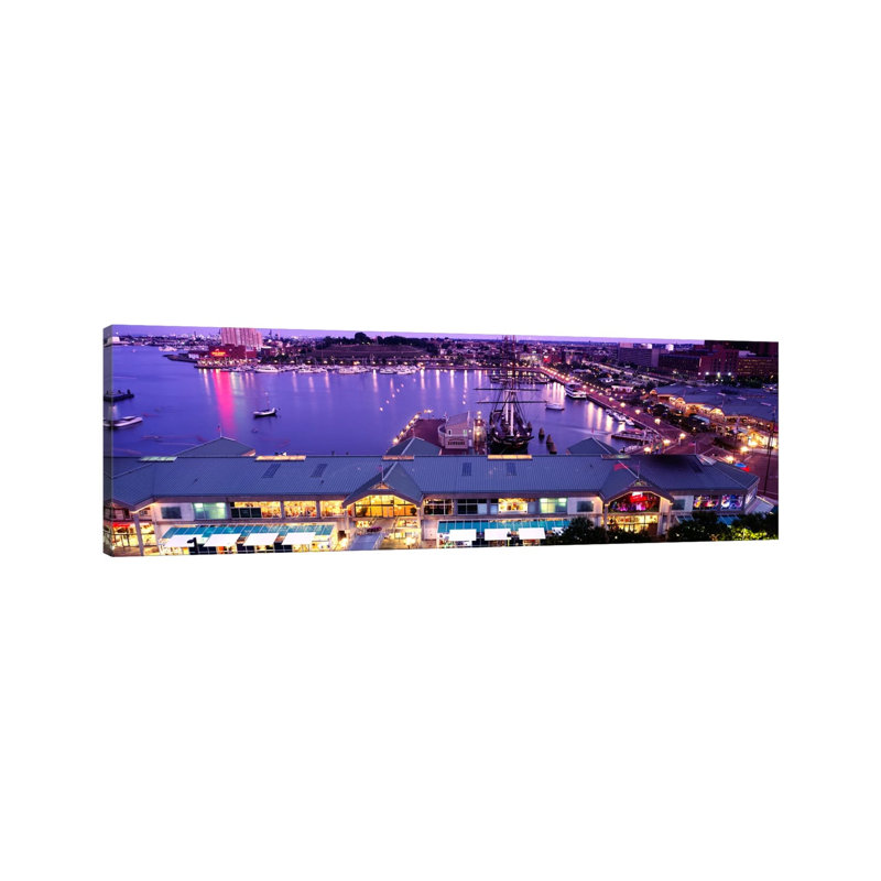Buildings At A Harbor, Inner Harbor, Baltimore, Maryland, USA - Wrapped Canvas Panoramic Print