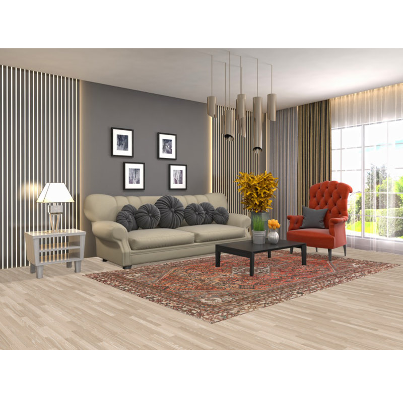 Tapis traditionnel rétro géométrique 6 x 9