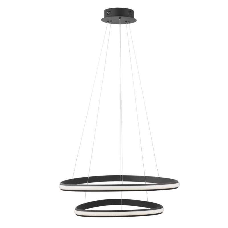 2 - Light LED Geometric Pendant, Black