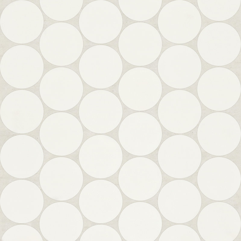 Marin 2" x 2" Penny Round Matte Porcelain Mosaic Tile, Pearl White