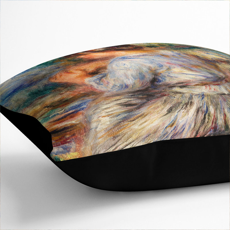 Girl Seated In A Landscape Square Throw Cushion, Black, 55cm H x 55cm W x 20cm D