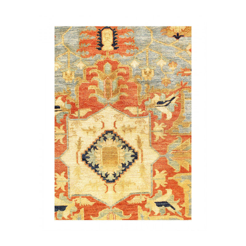 Tapis rectangulaire grand en laine sur coton Jakiria 11 pi 9 po x 9 pi 1 po