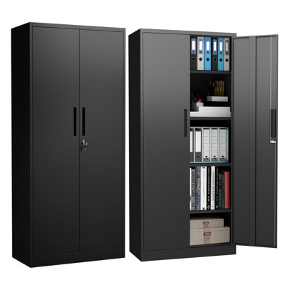 72"H Metal Garage Storage Cabinet Tool Steel Locking Cabinet with Doors and 4 Shelves, Tall Cabinets for Garage Storage Systems Lockable File Cabinet for Home Office, Classroom/Pantry