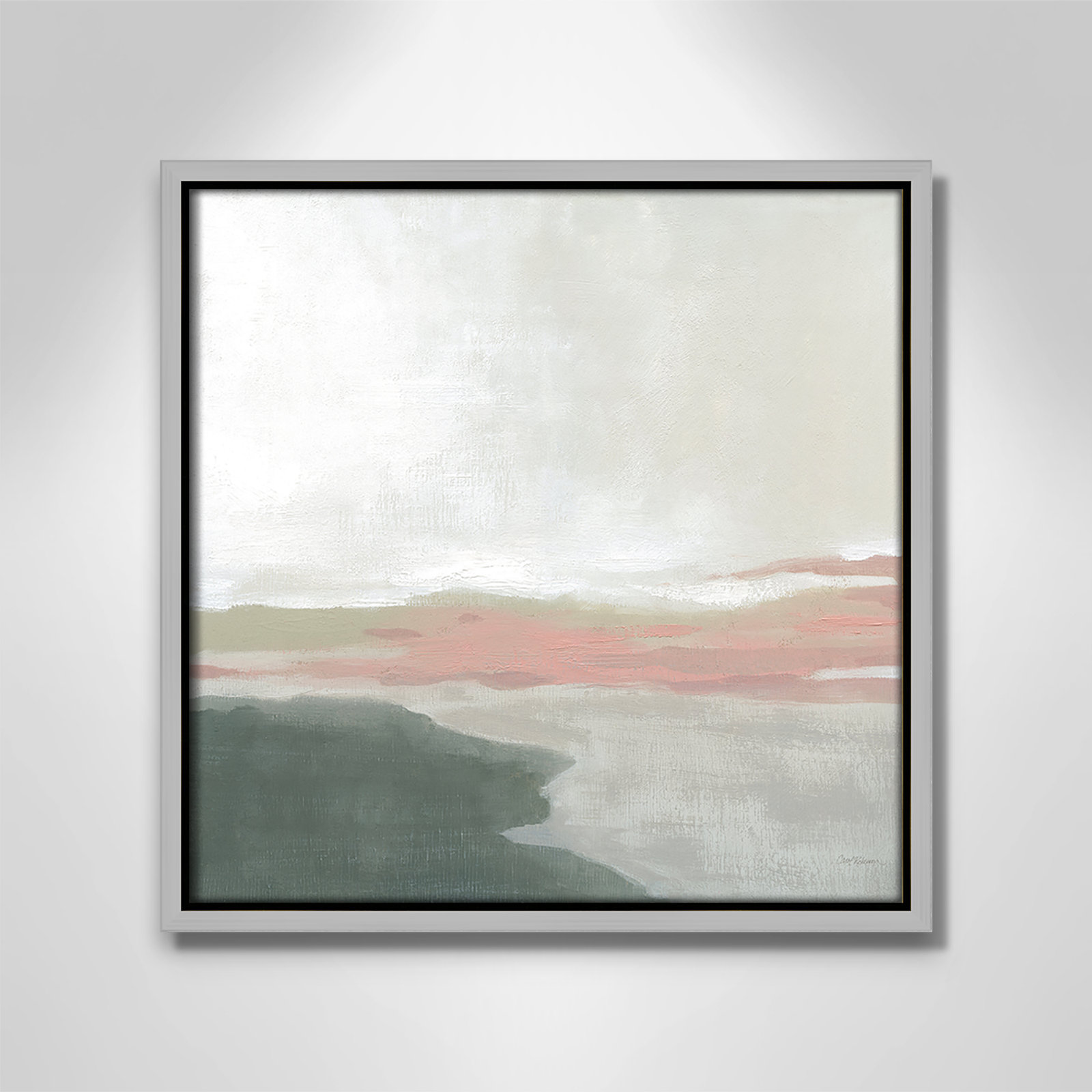 Carley "Still Lake" Painting by Carol Robinson, 13.5" H x 13.5" W x 2" D, Silver