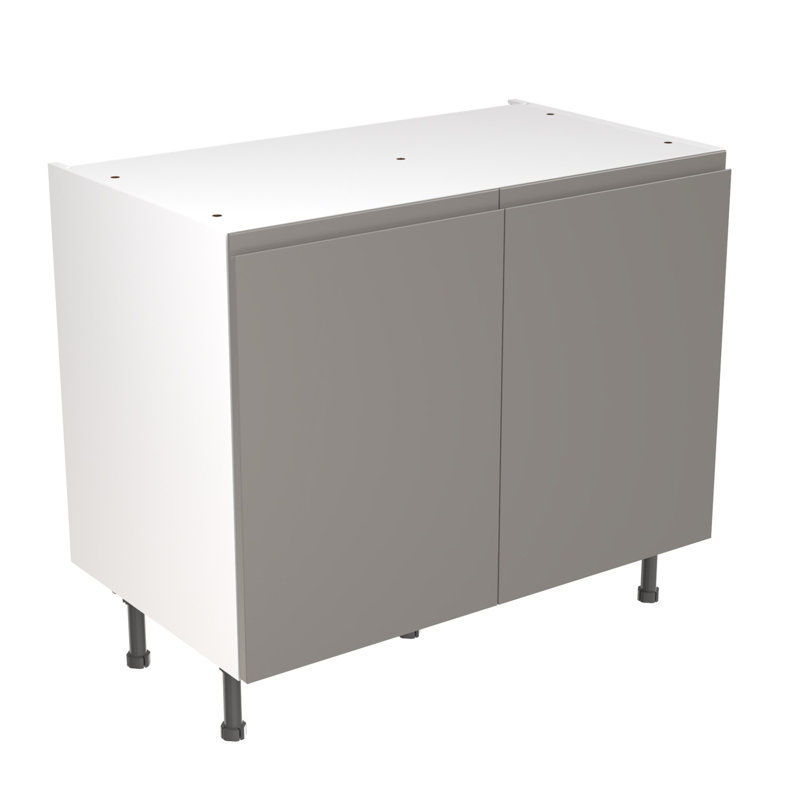 Kitchen Kit Flatpack J Pull Gloss Base Unit, 87cm H x 100cm W x 57cm D, Dust Grey