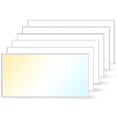 6Pack 2x4 LED Flat Panel Light, Drop Ceiling Light Fixture 50W 6600LM, Selectable Color Temperature 4000K/5000K/6000K, 5-100% TRIAC Dimmable, Recessed Back-lit Fixture for Office