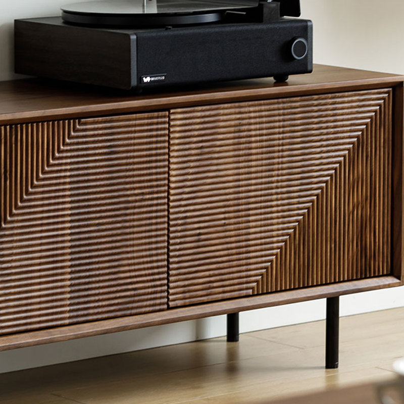 Black walnut solid wood TV cabinet, 70.86"