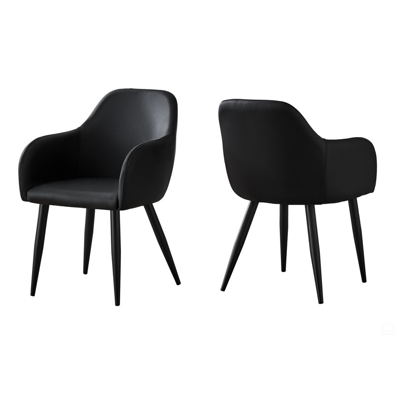 Chaise de salle à manger, ensemble de 2, d'appoint, rembourrée, de cuisine, Noir, Noir