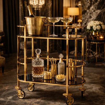 Savannah Breeze Gold Metal Bar Cart