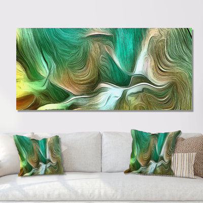 Vagues liquides dans les tons de vert III - peinture sur toile