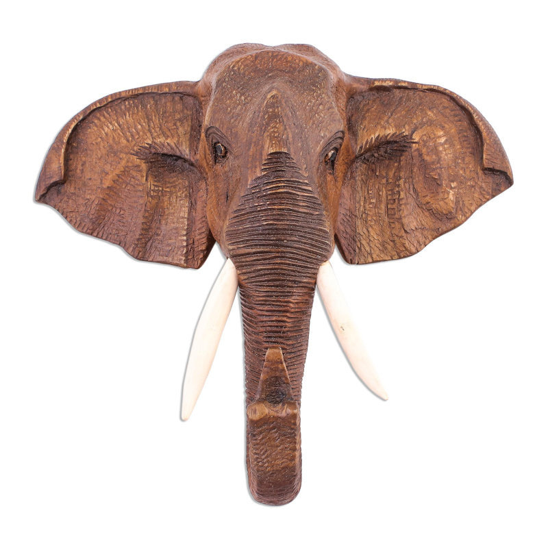 Décoration murale figurine de gardien éléphant teck