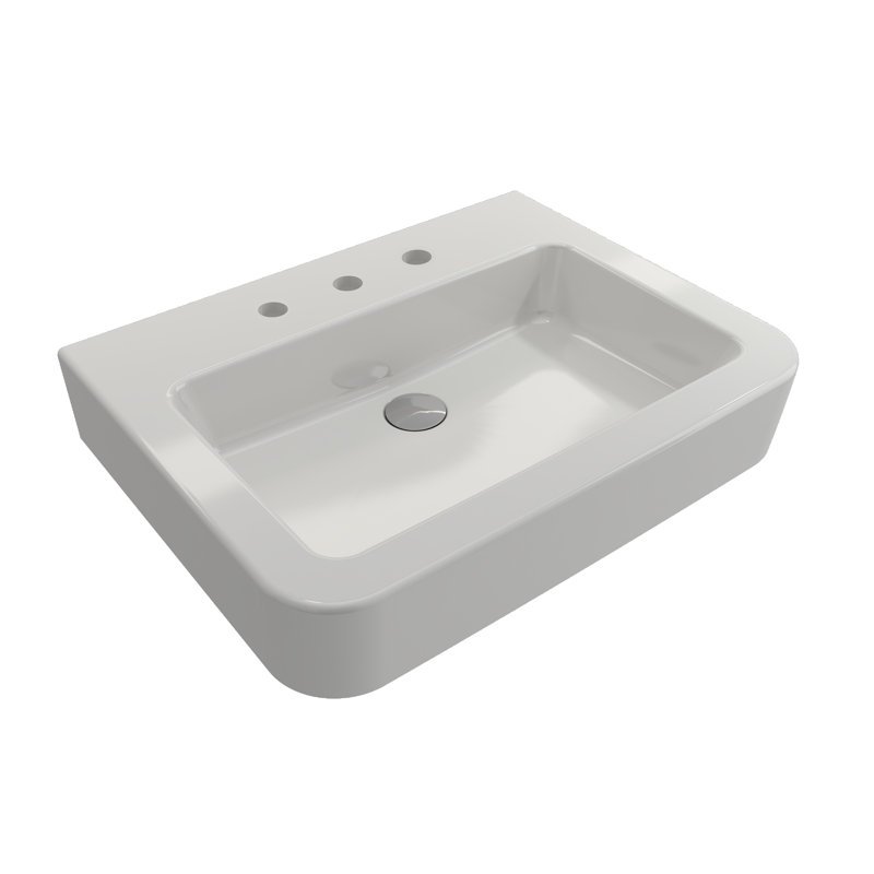 Parma 25.59'' L Bathroom Sink, White, Single-Hole