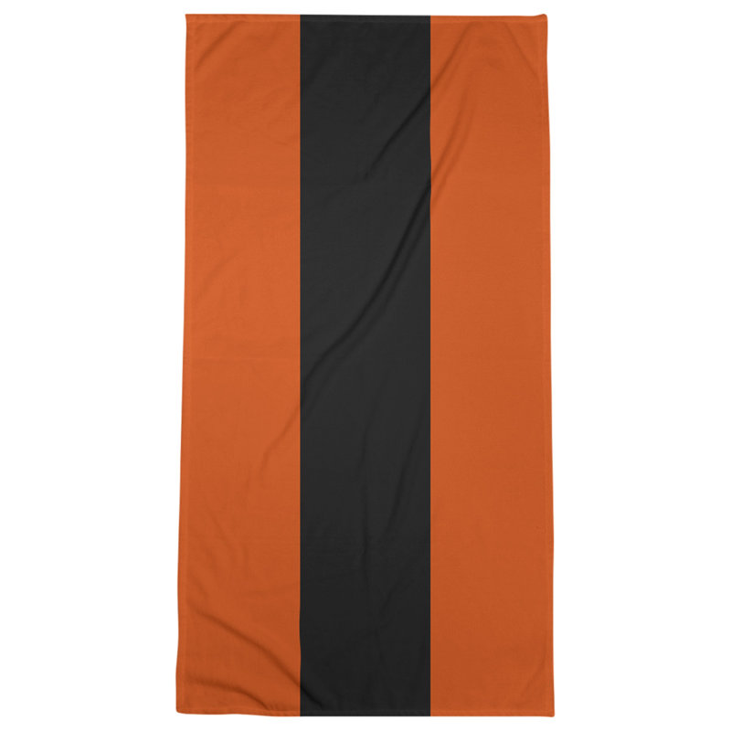 Bath Towel, Orange/Black/Orange, Polyester/Cotton