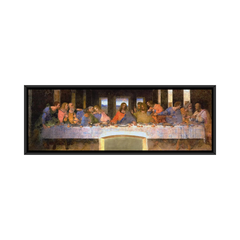 La Cène par Leonardo Da Vinci, reproduction d'art sur toile, H 24 po x l 72 po x p 1,5 po, Cadre noir