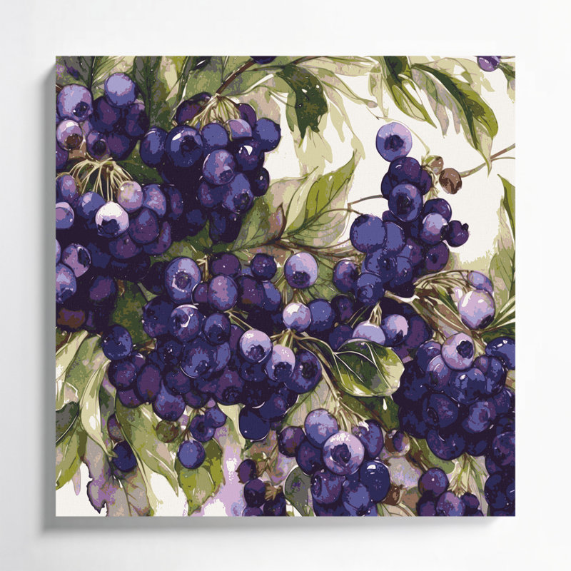 Fruit, baie de Saskatoon, art mural sur toile mauve, H 16 po x l 16 po