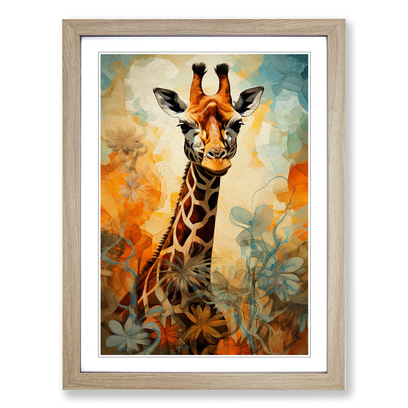 Giraffe Dadaism No.2 - Framed Print, Oak Framed, 64cm H x 46cm W
