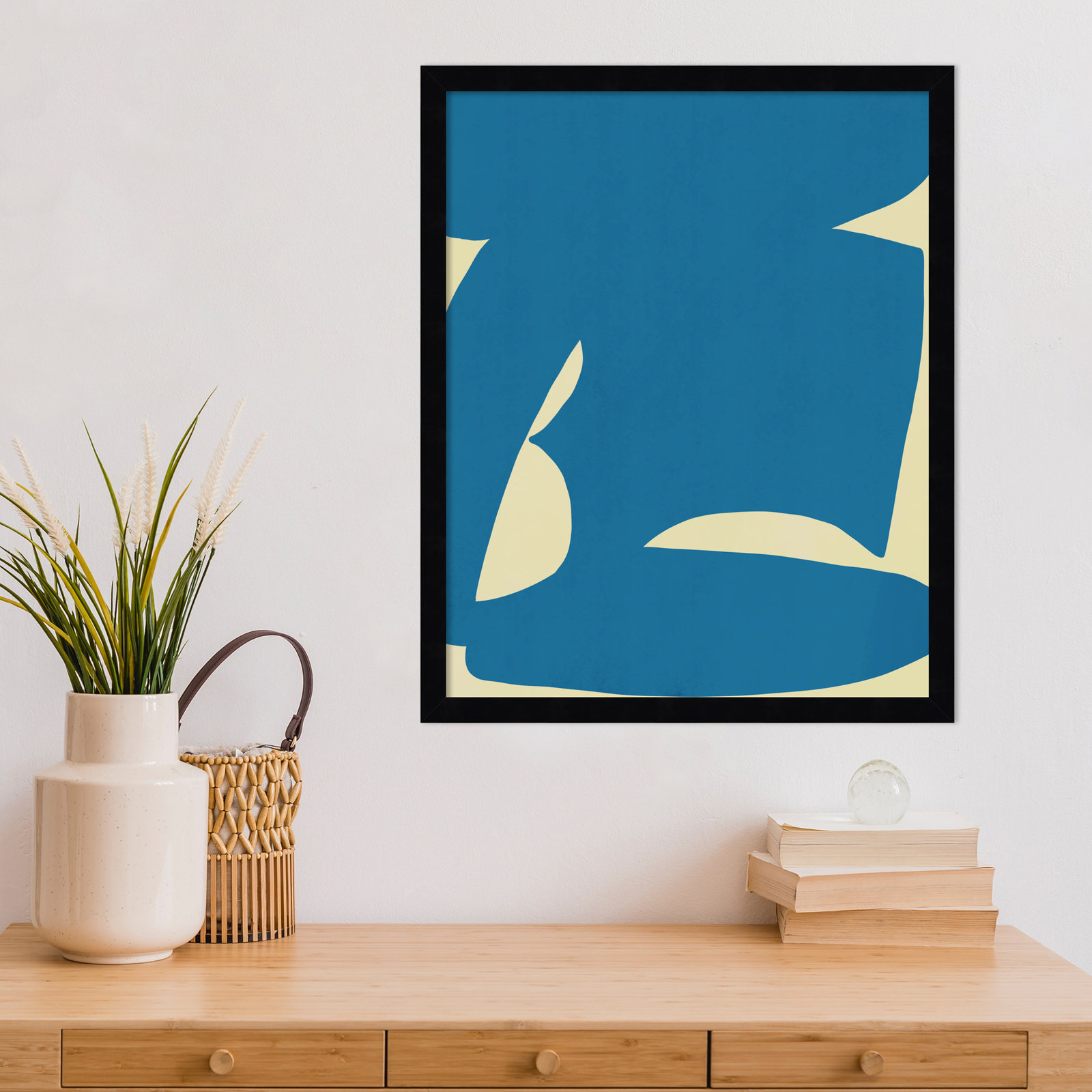 B Cut Out in Blue Print by Little Dean, Black, 21" H x 17" W