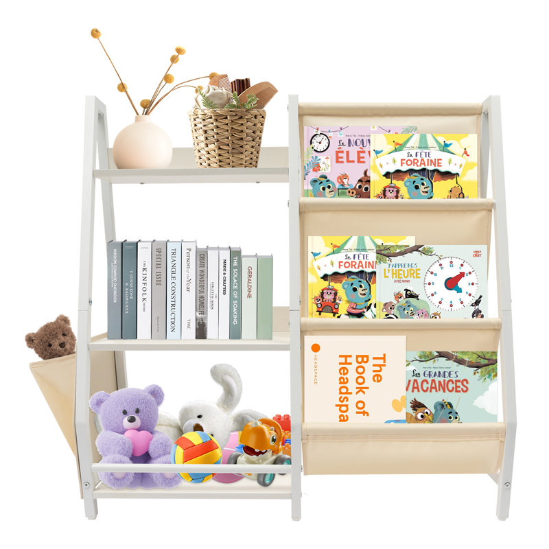 Bibliothèque à 3 niveaux avec rangement pour jouets