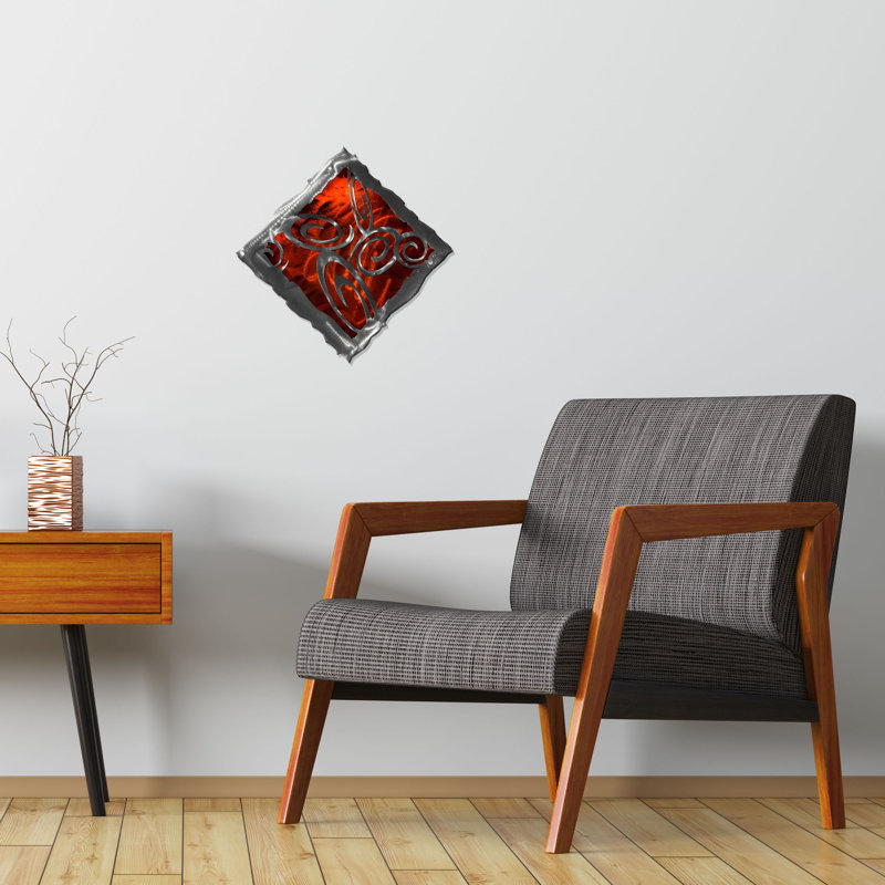 Artisan Handmade Abstract Wall Decor on Metal, Candy Orange