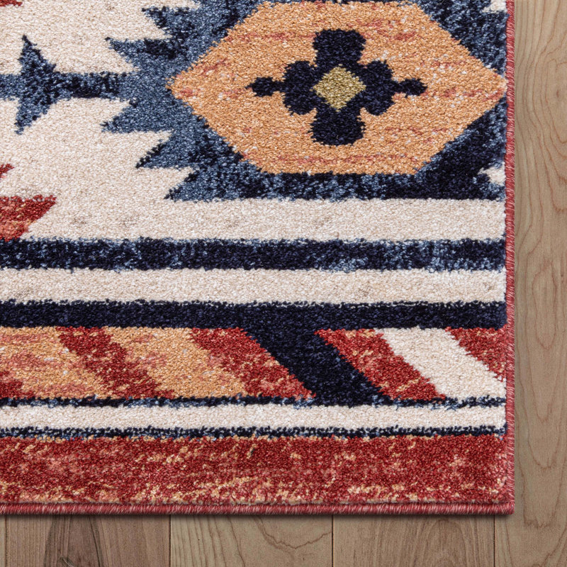 Well Woven Jamyn Lea Crimson Traditional Southwestern Tribal Red/Blue Rug, Rectangle 7'10" x 9'10"