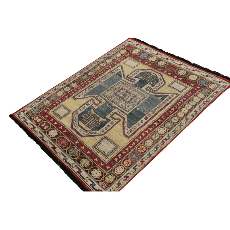 Classic Tribal Rug In Blue, Red, Beige-Brown Geometric Pattern, Rectangle 6' x 9'