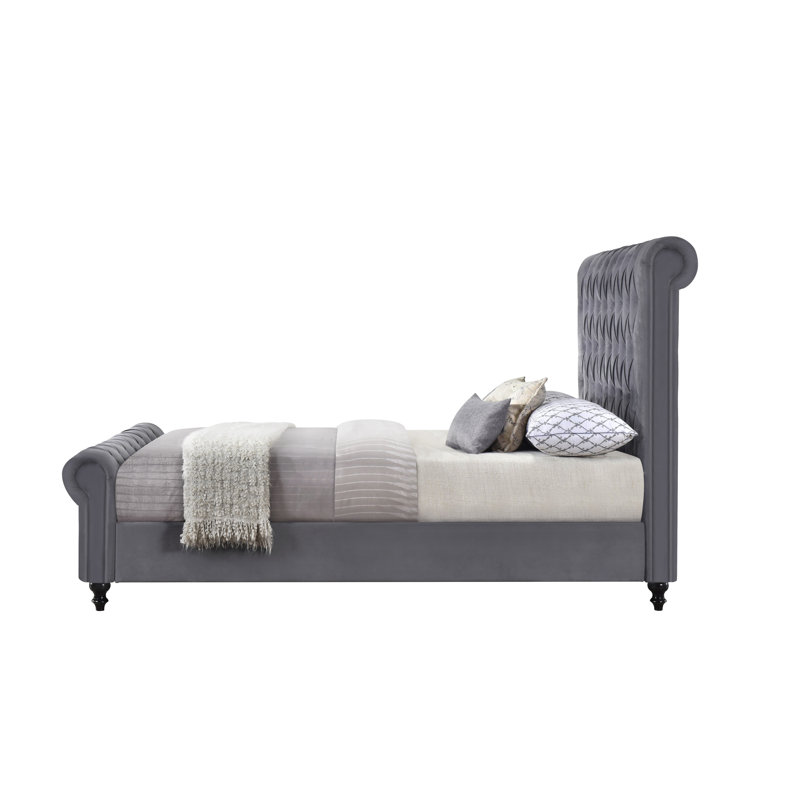 Harkness Upholstered Wingback Bed, California King, Dark Gray