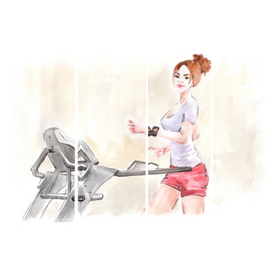 «Fitness Workout Watch», ensemble de 4 peintures sur toile - Workout Fitness