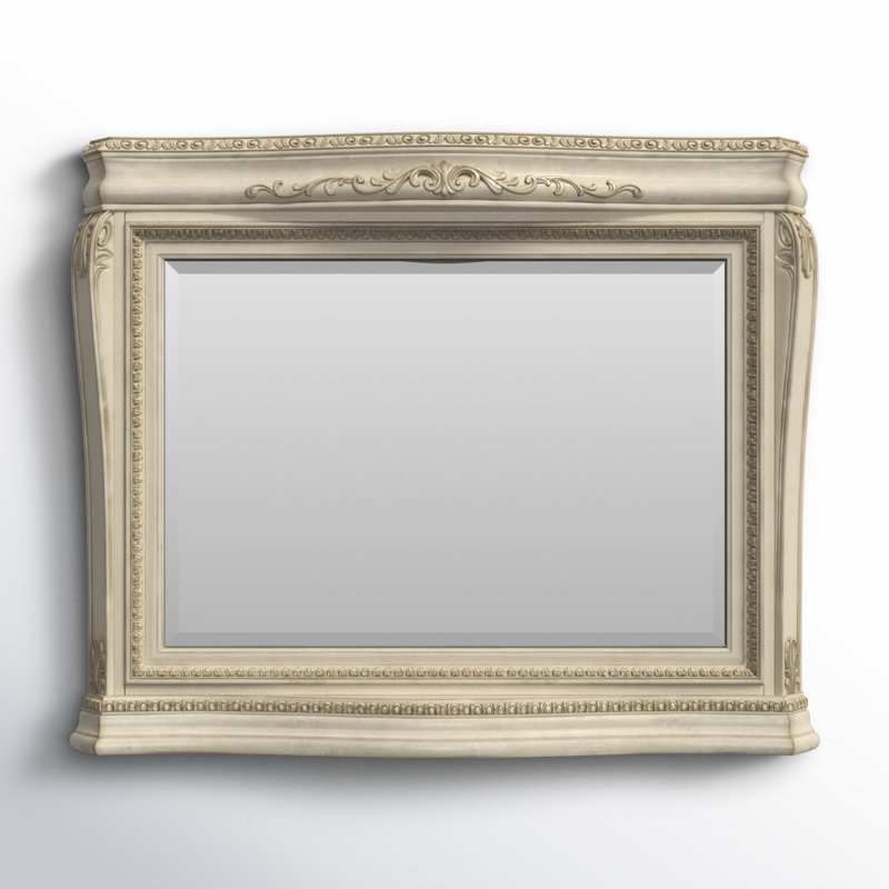 Aguon Wood Flat Wall Mirror, Ivory