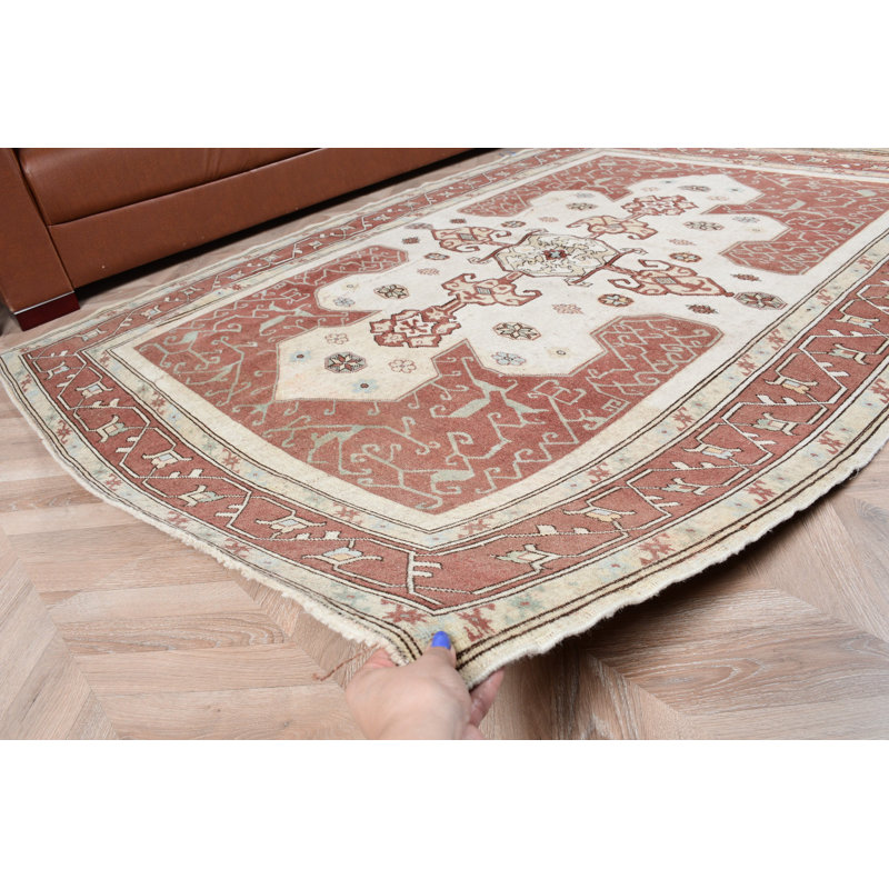 Tapis turc rétro de style Oushak brun pour le salon avec motif boho anatolien coloré