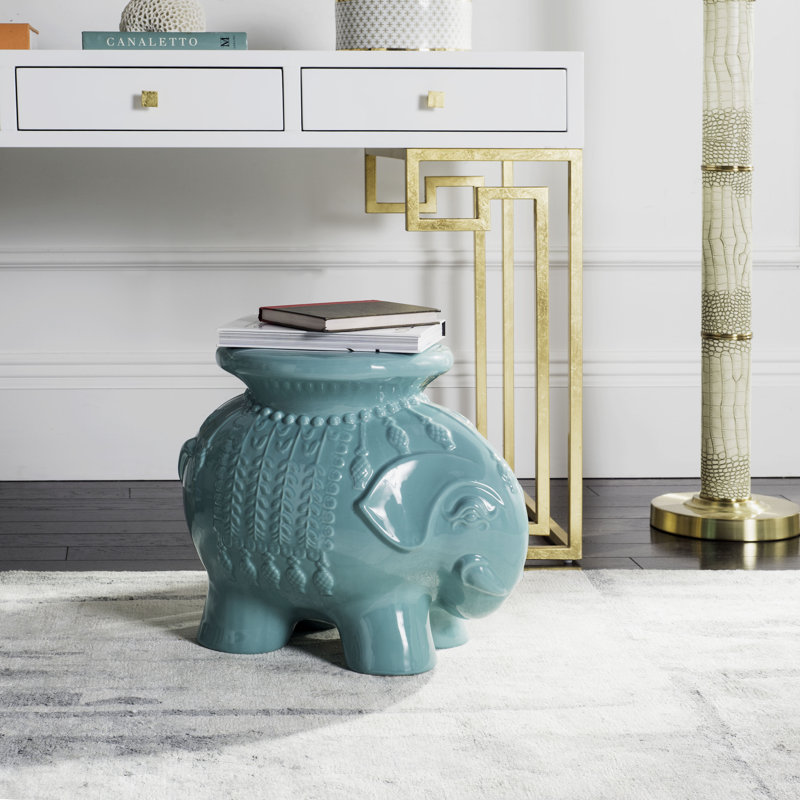Boston Ceramic Accent Stool, Light Blue