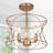 3-Light Drum Cage Frame Semi-Flush Mount Light