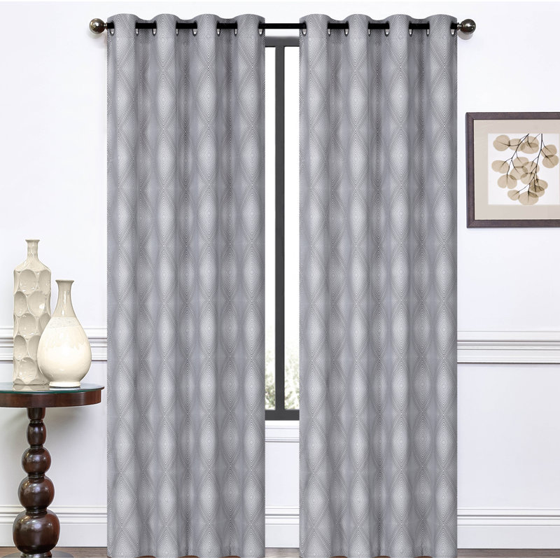 Panneau de rideau semi-diaphane avec œillets Weathers, Gris / Argent