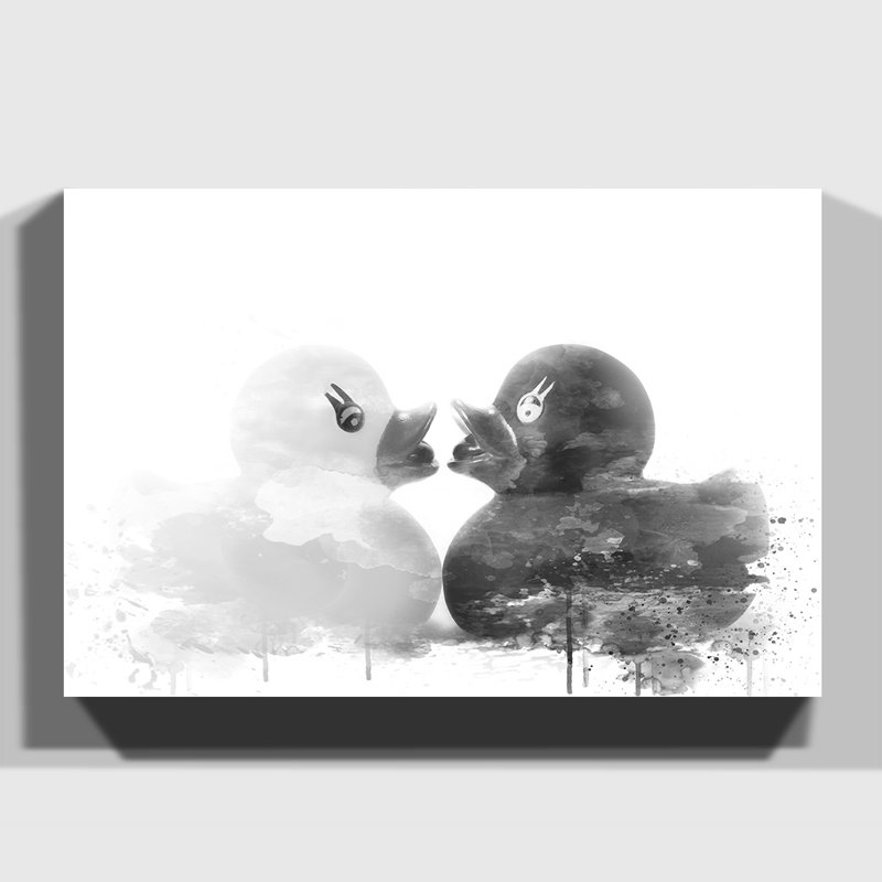Rubber Ducks Opposites Attract - Wall Art, 35cm H x 50cm W, Wrapped Canvas