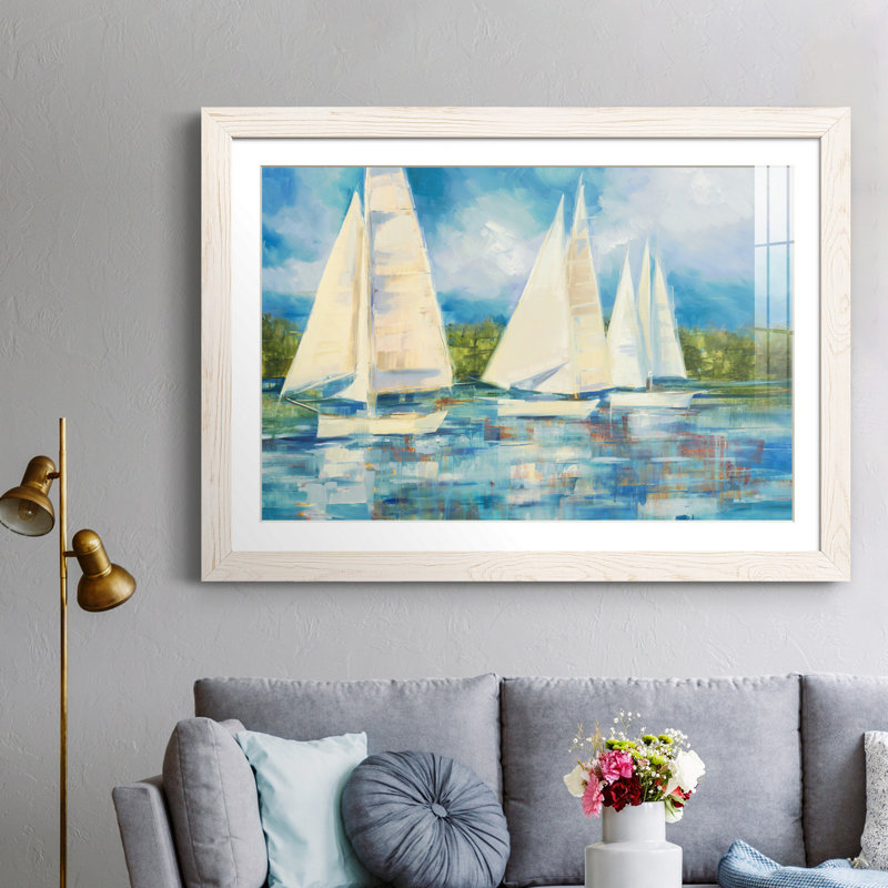 " Clear Sailing " Painting Print, White Framed, 23" H x 32" W x 1" D