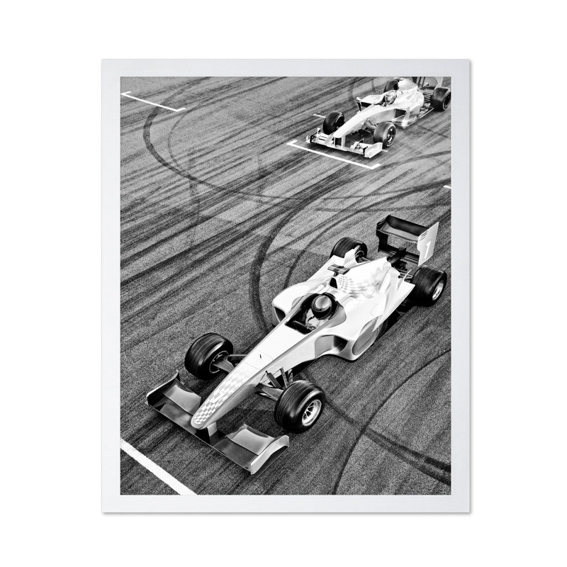 Voiture de course n ° 2, Poster, 12"H x 16"W, White Framed