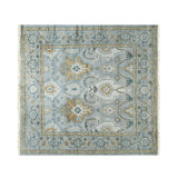 Gray Hand-Knotted Wool Framed Rosettes Geometric Modern Contemporary Carpet Rug