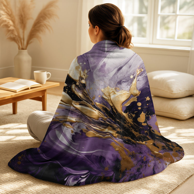 Jeté abstrait liquide et mauve Magic II, Blanket only (1 piece)