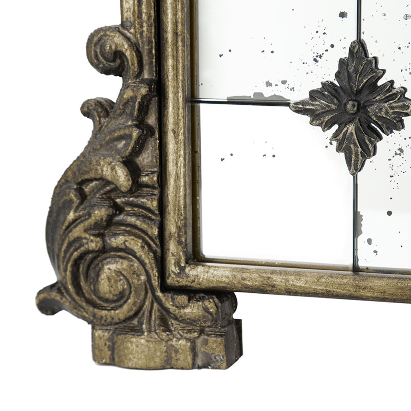 Aegon Metal Framed Arch Wall Mirror in Antique Gold, 48.5" x 24" Duplicate 