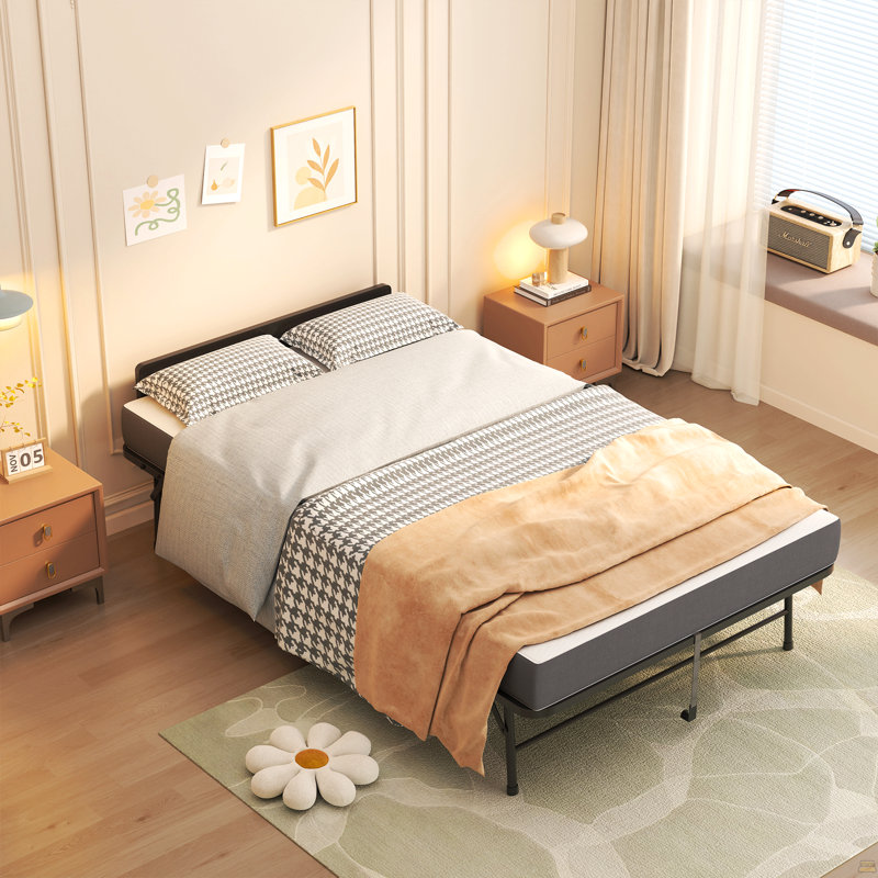 Lit pliant de 75 po x 46 po de large avec tête de lit ajustable, très grand lit pliant