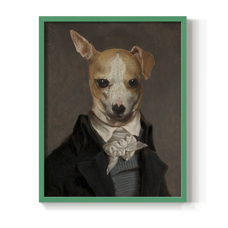 Reproduction encadrée raffinée Fido - bois massif, H 30 po x l 24 po, Vert