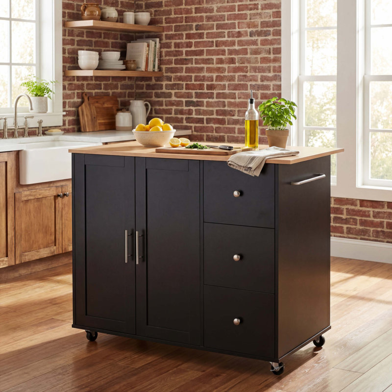 Chariot de cuisine mobile avec rangement, îlot de cuisine roulant de 39,76 po avec 2 portes
