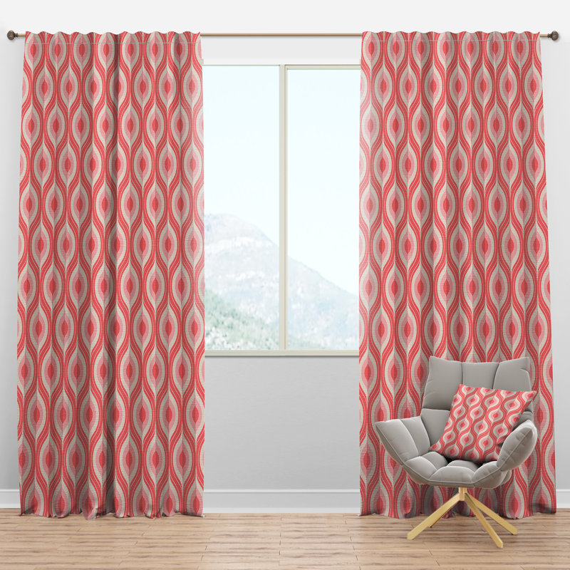 Panneau de rideau simple semi-diaphane avec passe-tringle Mid-Century, l 52 po x L 120 po