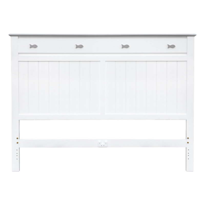 Remer Fishtails Remer Panel Headboard, White/Gray, Full/Double