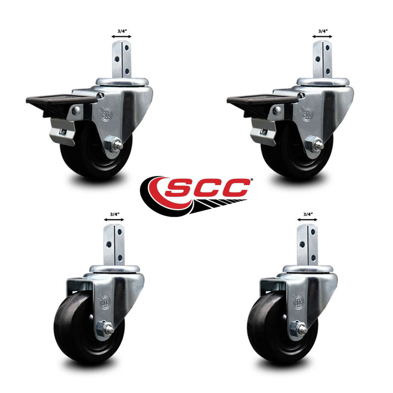 4 Piece Hard Rubber Caster Set