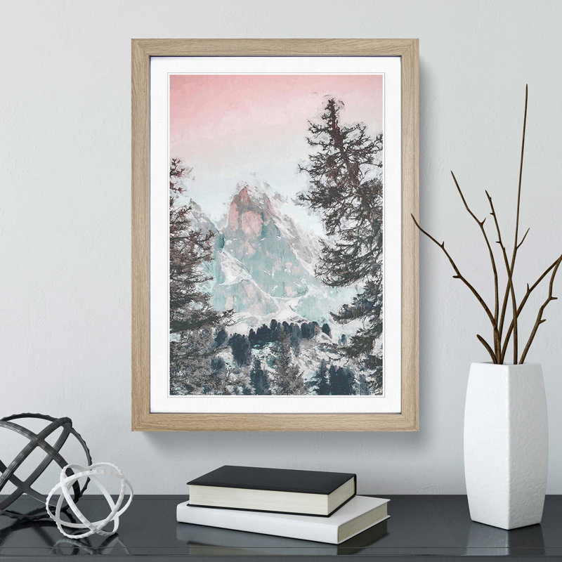 Mountain Peak in Abstract - Framed Print, 36cm H x 27cm W x 2cm D, Oak Framed