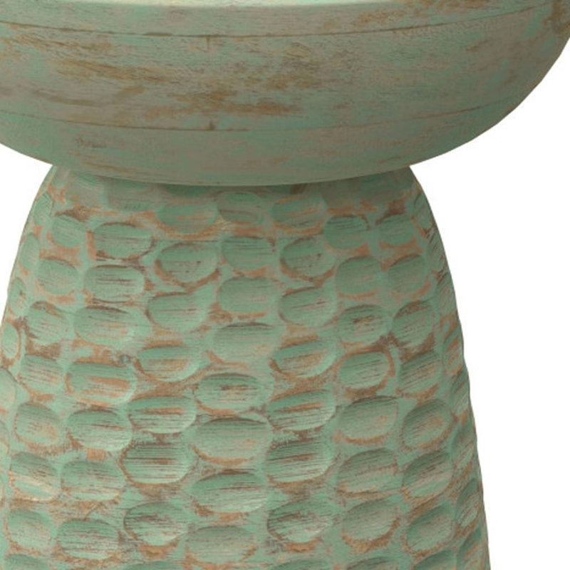18" Gray Solid Wood Round End Table
