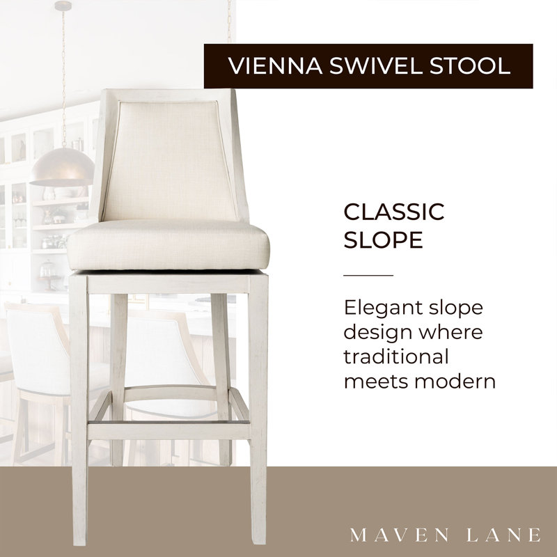 Vienna White Oak Swivel Bar Stool with Upholstered Seat