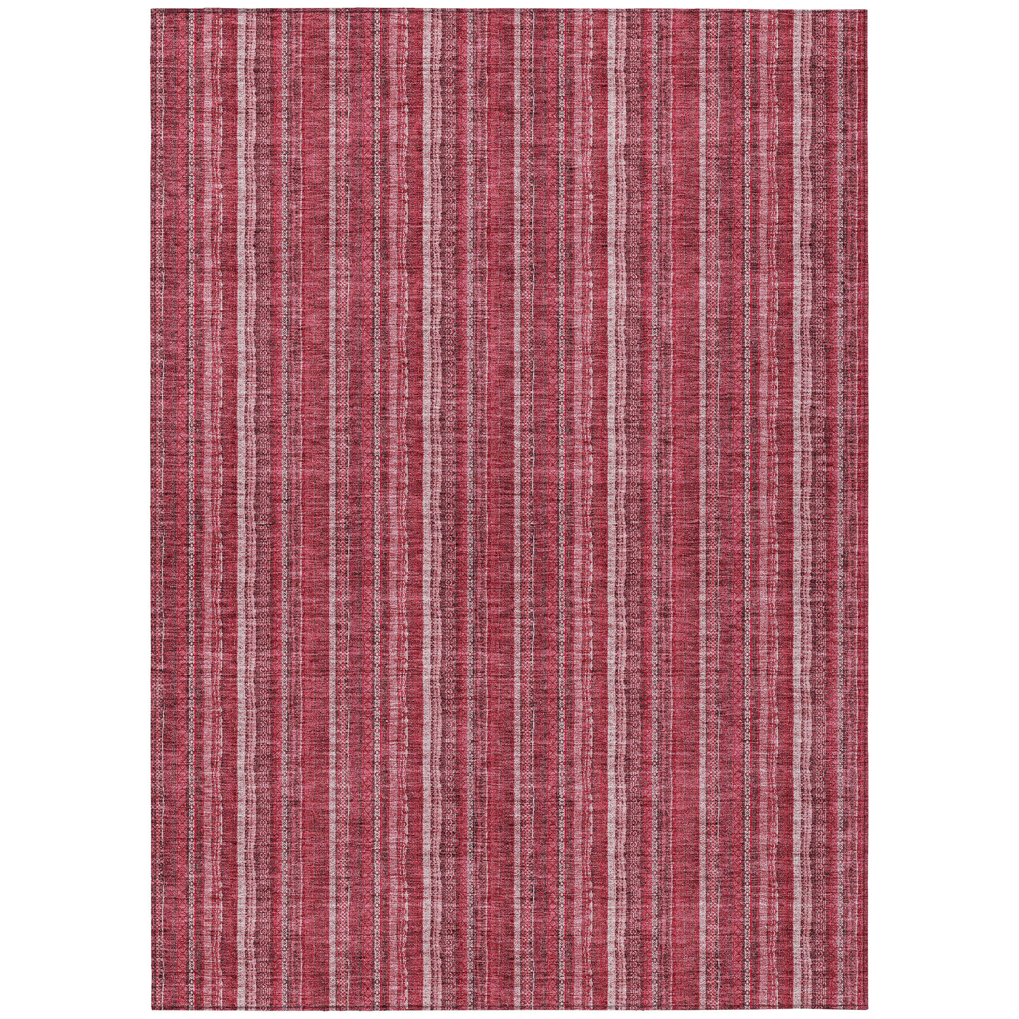 Bungalow Rose 8' X 10' Pink Burgundy And Ivory Striped Washable Indoor ...