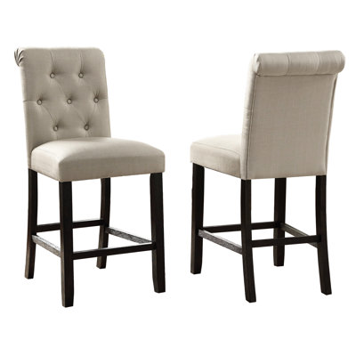 De 2 sièges de comptoir brun clair, capitonnage élégant, chaises de construction, doux avec pieds en bois