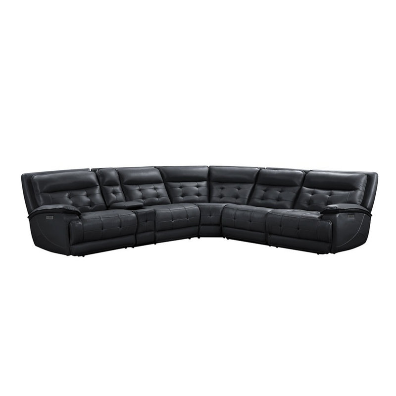 Canapé modulaire inclinable électrique Starlight, Cuir noir
